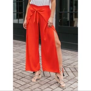 Young Fabulous & Broke On The Road Abigail Orange Wide Leg Pants with Side Slits